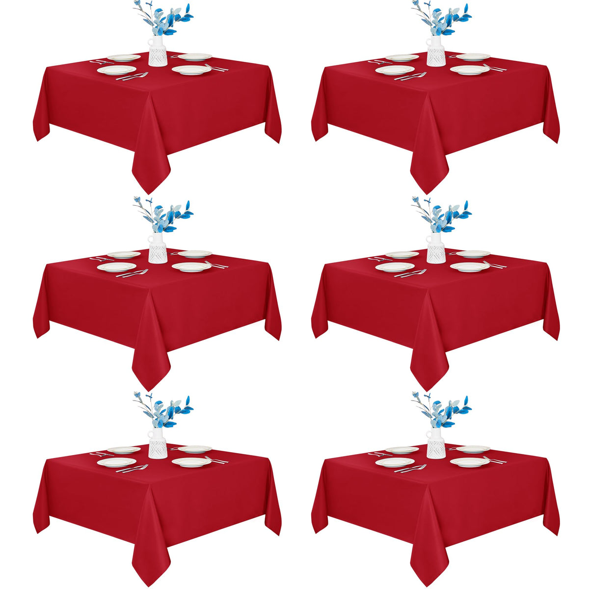 Fitable 6 Pack White Table Cloths 70x120 Inch for 6-8 Ft Rectangle Tables
