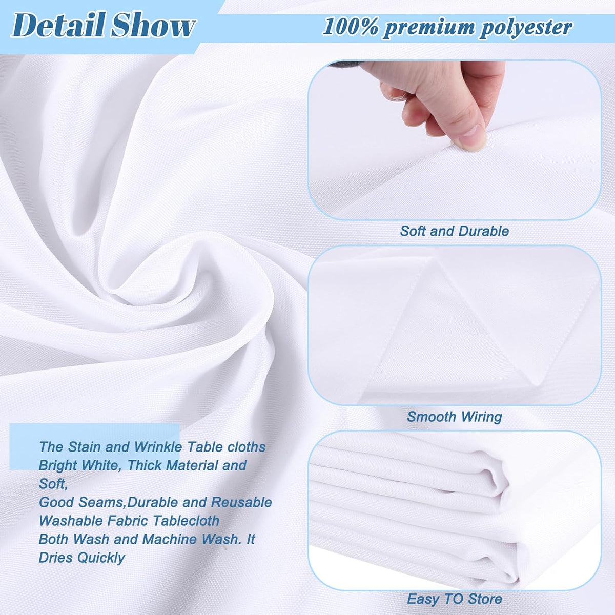 Kesfey 6 Packs Round Tablecloth 70 Inches White Polyester Table Cloths Stain and Wrinkle Resistant Tablecloths for Round Tables Washable Circle Fabric Tablecovers for Wedding Camping Banquet Parties