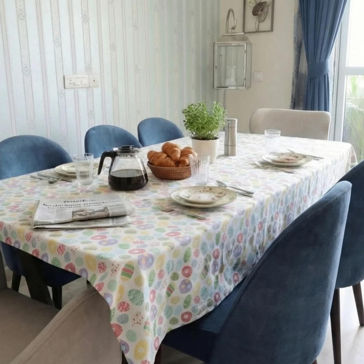Urban Villa Tablecloth Cotton Tabletop 60x84 (6-8 Seats) White