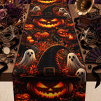 Halloween Decorations - Gothic Pumpkin Ghost Spider Web Table Runner