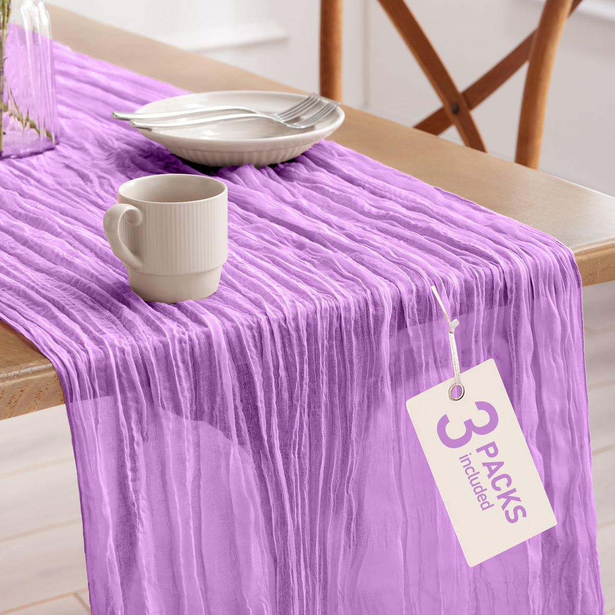 Pureegg 2 Pack Cheesecloth Table Runner 120 Inch Rust