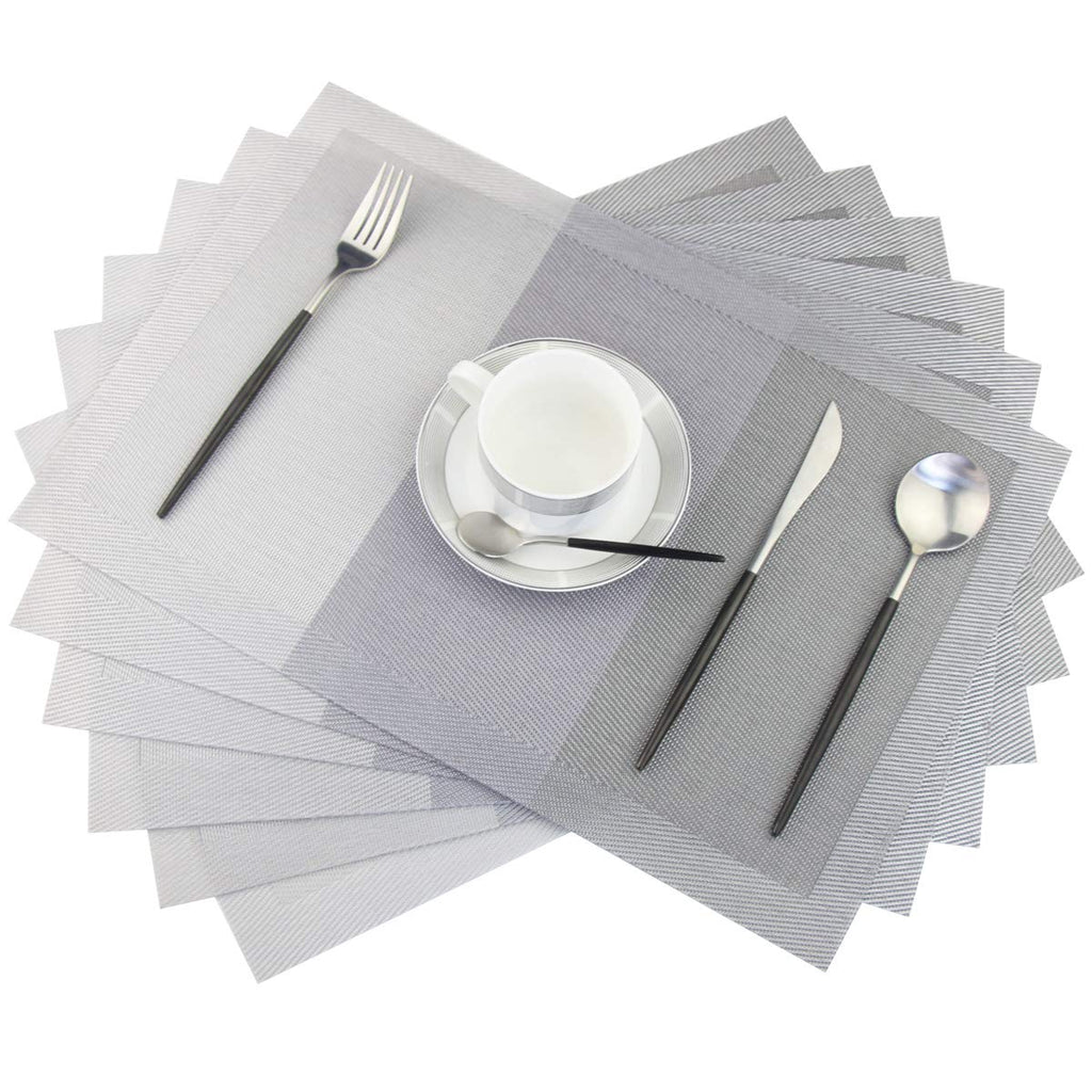 PIGCHCY Place Mats Heat-Resistant Non Slip Placemats Washable Easy to Clean Woven Vinyl Placemats for Dining Table (Set of 4, Brown)