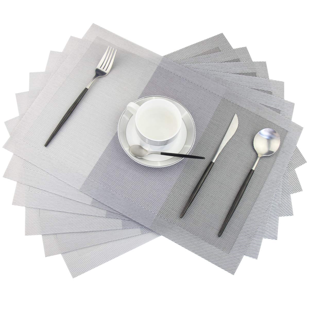 PIGCHCY Place Mats Heat-Resistant Non Slip Placemats Washable Easy to Clean Woven Vinyl Placemats for Dining Table (Set of 4, Brown)