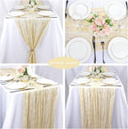 12 Pack 10Ft Cheesecloth Table Runner 35x120 Inch Boho Gauze Rustic Cheese Cloth Long Romantic Table Runner for Wedding Bridal Shower Birthday Party Table Decor (Beige)