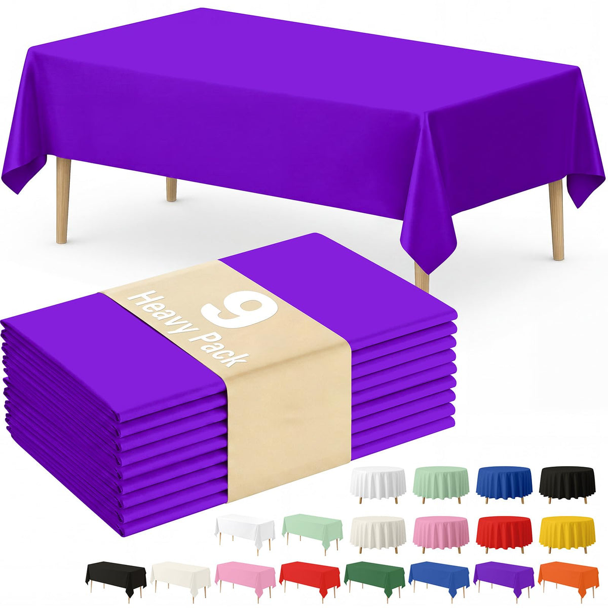 Fixwal 8 Pack Disposable White Rectangle Plastic Tablecloth, 70 x 120 Inch