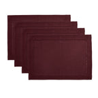 Solino Home 100% Pure Linen Placemats Green Hemstitch, 14 x 19 in, Set of 4