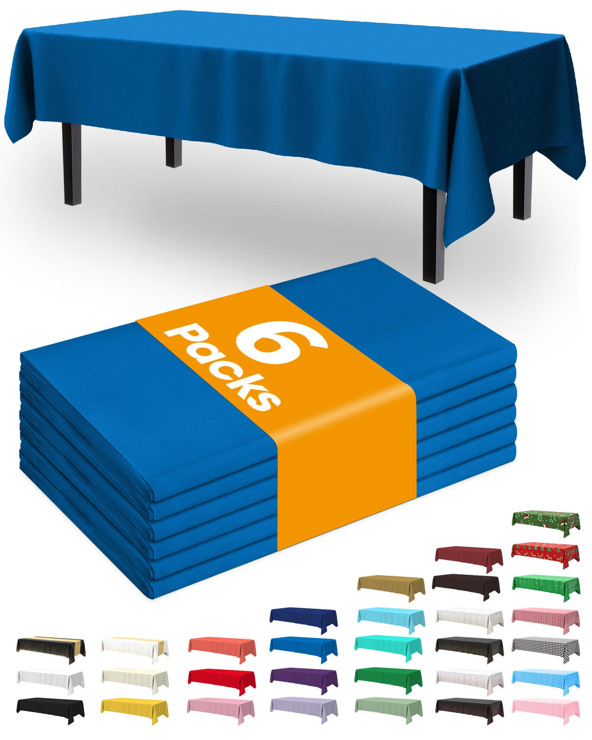 Pureegg Thanksgiving Tablecloths 6 Pack, 54 x 108 Inch, Pumpkin Harvest