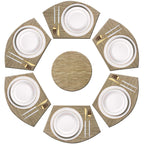 PIGCHCY Place Mats Heat-Resistant Non Slip Placemats Washable Easy to Clean Woven Vinyl Placemats for Dining Table (Set of 4, Brown)