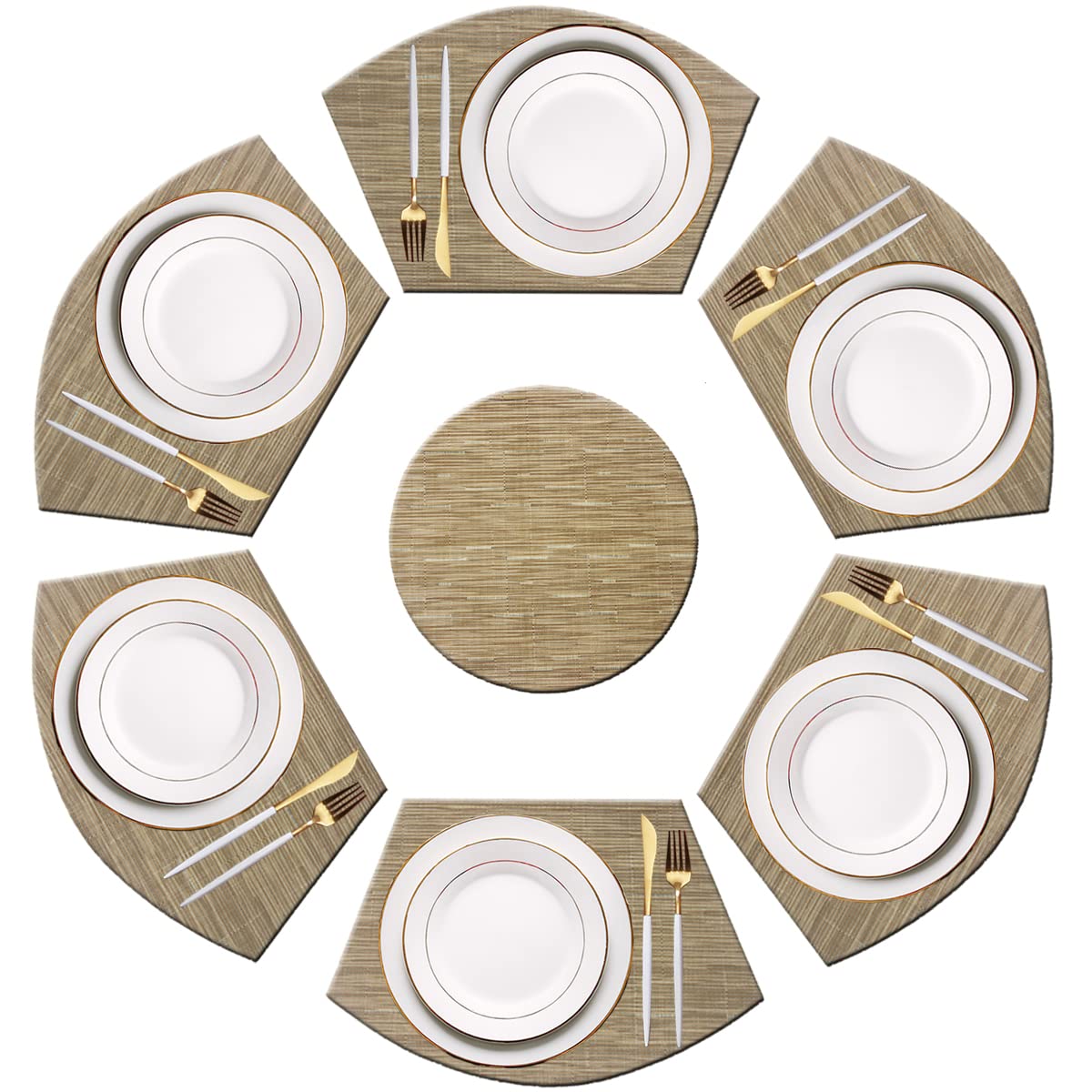 PIGCHCY Place Mats Heat-Resistant Non Slip Placemats Washable Easy to Clean Woven Vinyl Placemats for Dining Table (Set of 4, Brown)