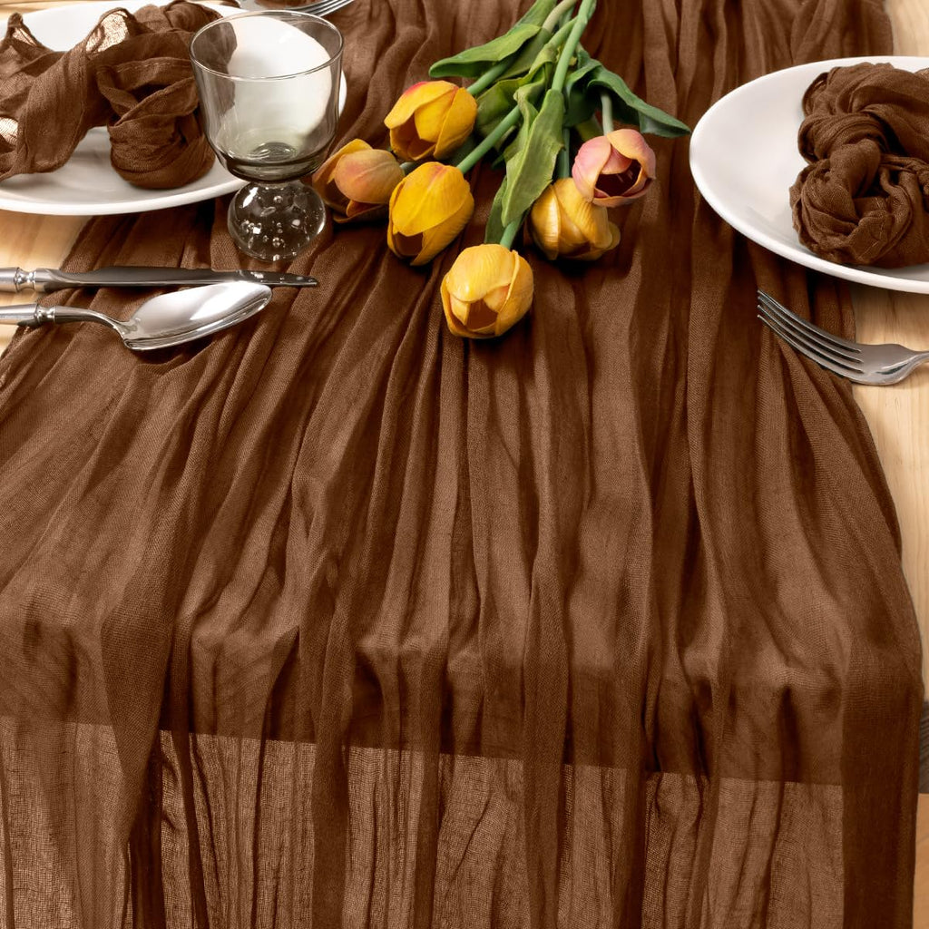Ivory Cheesecloth Table Runner Farmhouse Fall Table Runner 10ft, 12 Pack