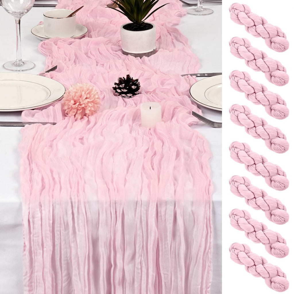 8 Pack Brown Cheesecloth Table Runner 17x108 inch Boho Gauze Cheese Cloth Table Runners for Wedding Party Baby Bridal Shower Home Decor