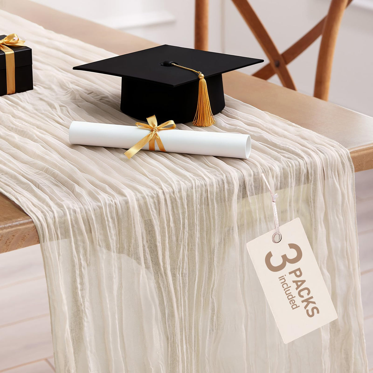 Pureegg 2 Pack Cheesecloth Table Runner 120 Inch Rust