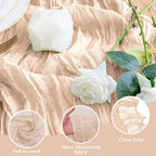 Wokceer Cheesecloth Table Runner Beige 10FT Boho Gauze Runner, 2 Pack