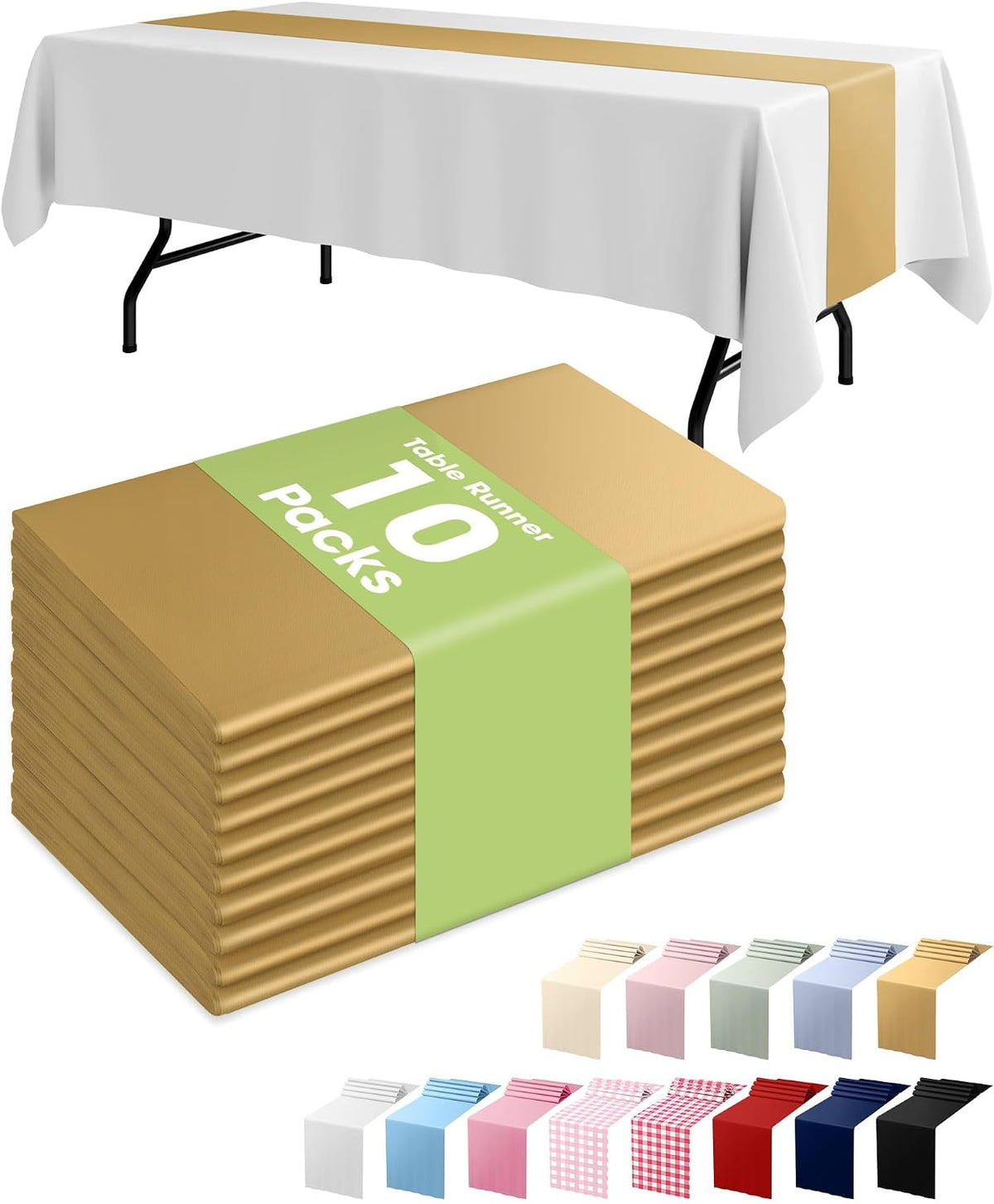 Pureegg Gold Disposable Plastic Table Runner 14x108 Inch