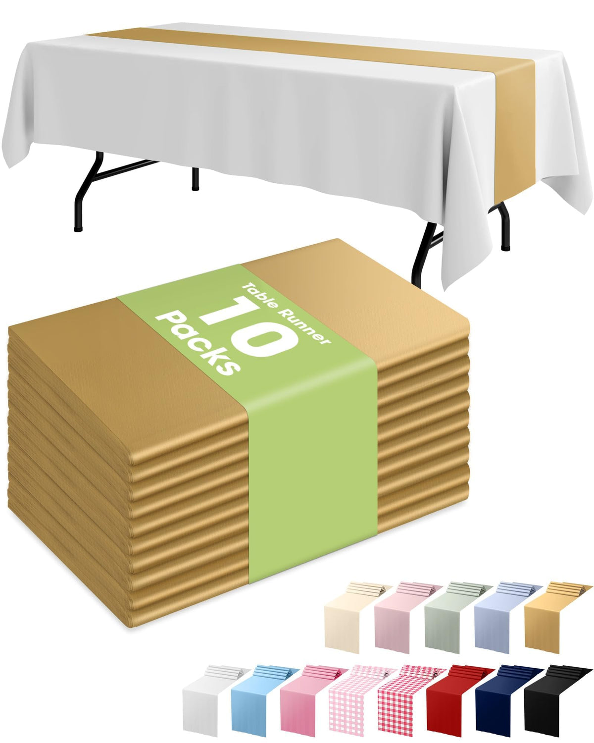 Pureegg Gold Disposable Plastic Table Runner 14x108 Inch