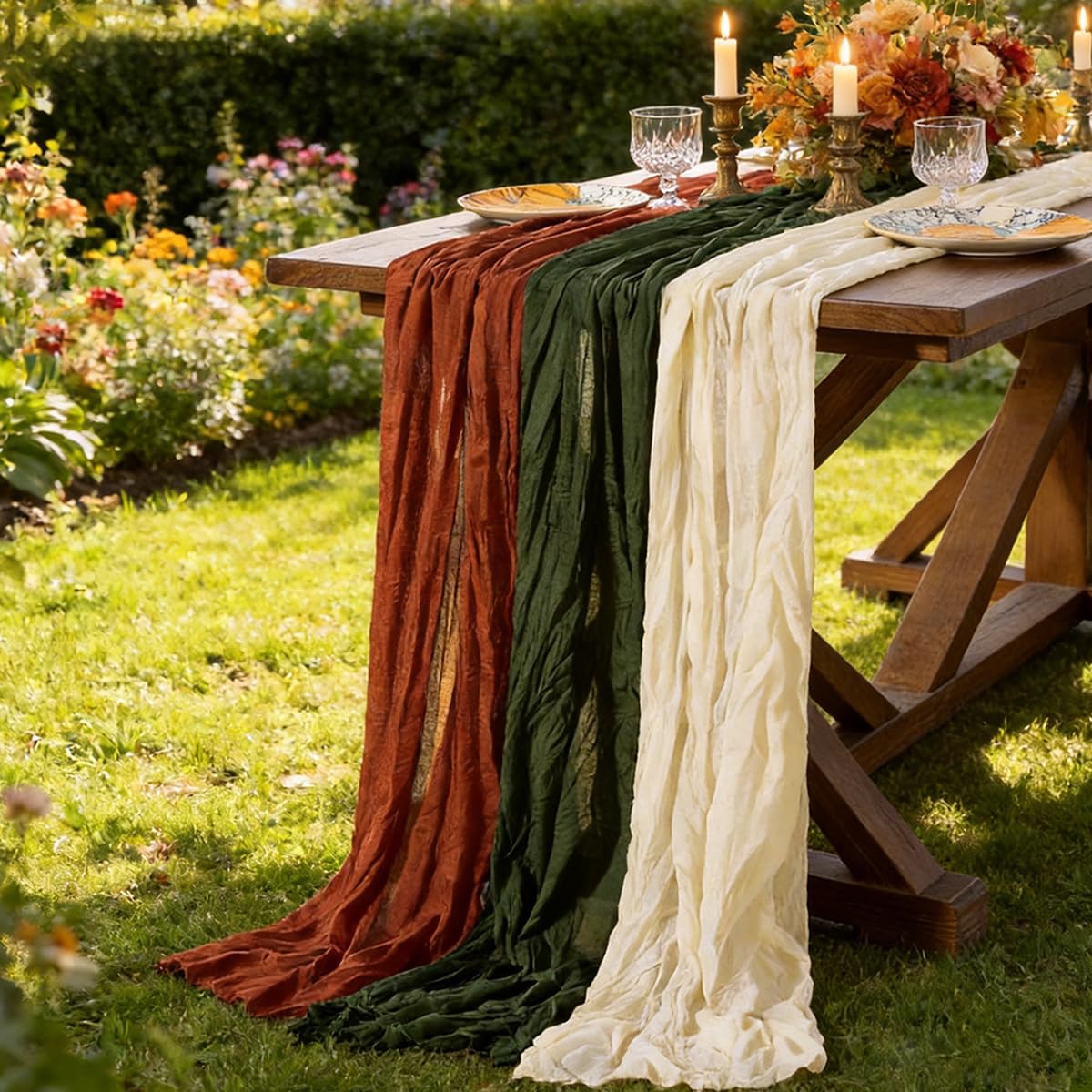 Blue Cheesecloth Table Runner Fall Boho Wedding Birthday Party Home Decor