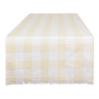 DII Fringed Check Tabletop, Table Runner, 14x108, Stone Brown