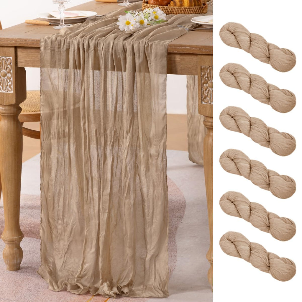 Ivory Cheesecloth Table Runner Farmhouse Fall Table Runner 10ft, 12 Pack