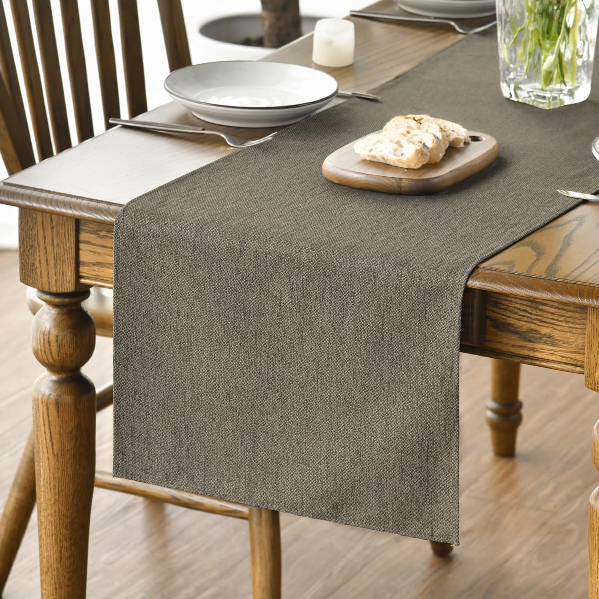 Artoid Mode Light Brown Table Runner, Seasonal Fall Washable Kitchen Dining Table Decoration for Home Party Decor 13x90 Inch
