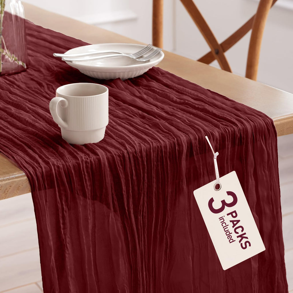 Pureegg 2 Pack Cheesecloth Table Runner 120 Inch Black