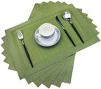 PIGCHCY Place Mats Heat-Resistant Non Slip Placemats Washable Easy to Clean Woven Vinyl Placemats for Dining Table (Set of 4, Brown)