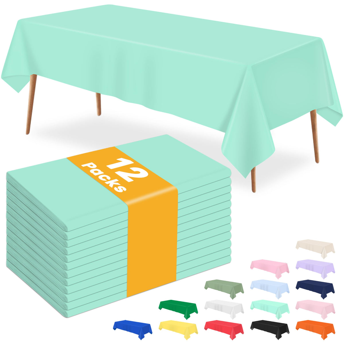 4 Pcs Light Blue Tablecloth 54 X 108 Inch Disposable Plastic Blue Tablecloths Waterproof Table Cloth Rectangular Table Cover for Boy Birthday Baby Shower Outdoor Picnic Party Decorations