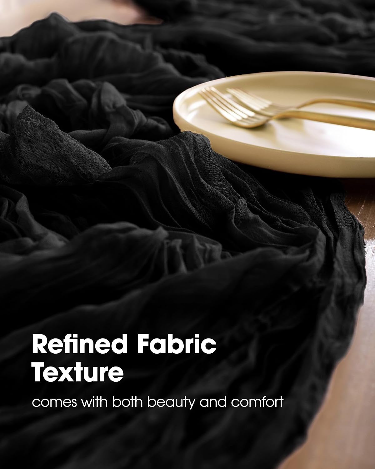 Pureegg 2 Pack Cheesecloth Table Runner 120 Inch Black