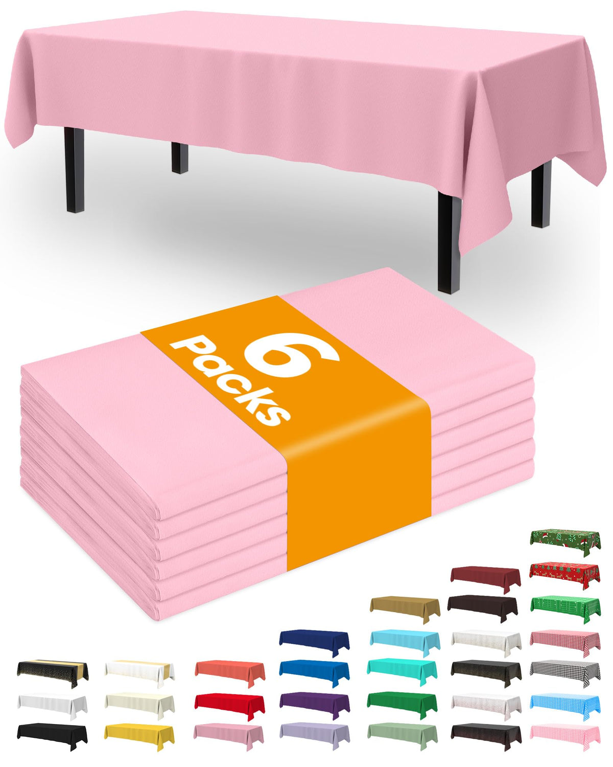 Pureegg Thanksgiving Tablecloths 6 Pack, 54 x 108 Inch, Pumpkin Harvest