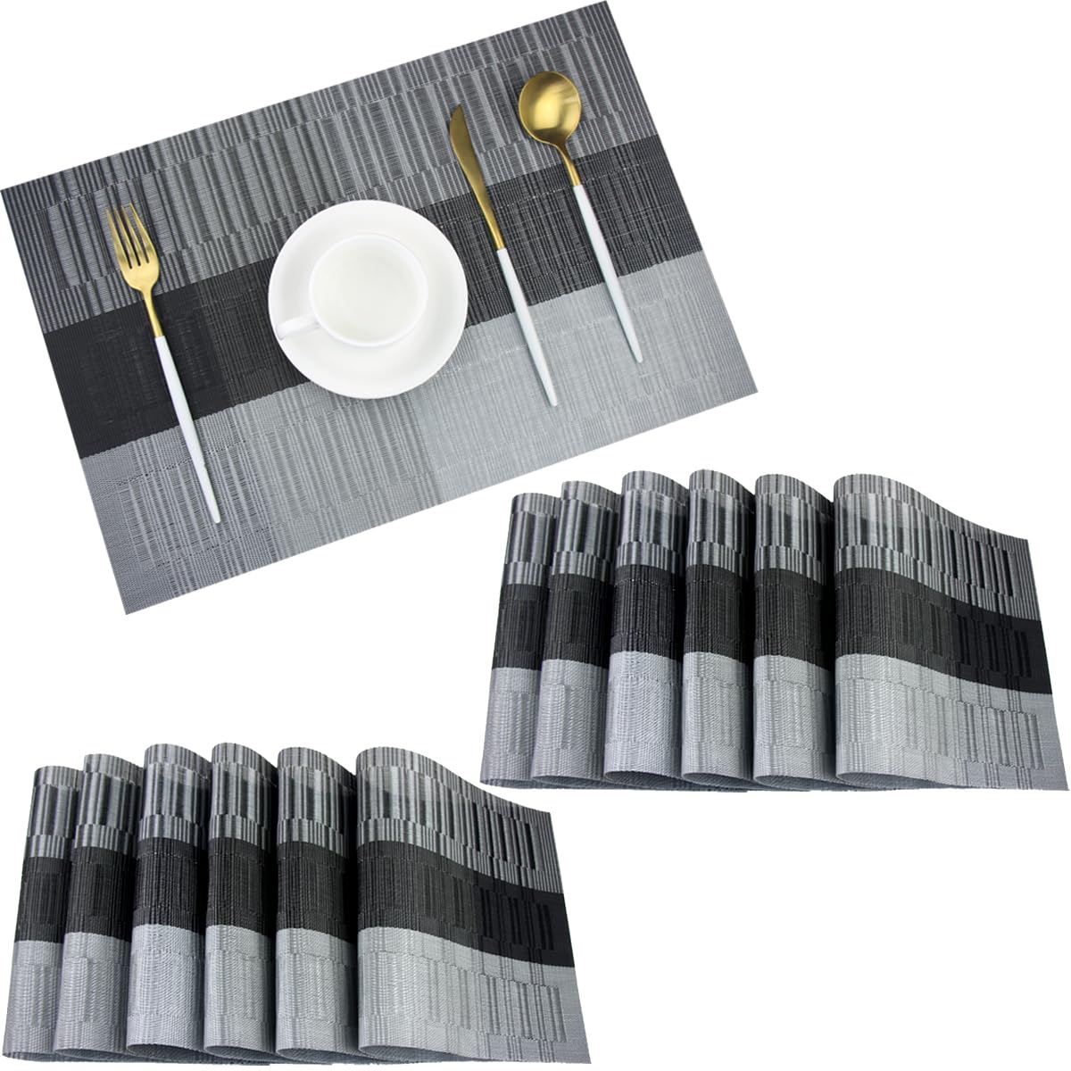 PIGCHCY Placemats,Durable Placemats for Dining Table,Washable Woven Vinyl Kitchen Placemats Set of 4 (Brown)