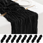 8 Pack Black Cheesecloth Table Runner 17x108 Inch Boho Gauze Sheer Table Runners for Wedding Party Shower Bridal Shower Birthday Home Decor