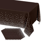 misaya 3 Packs Disposable Plastic Table Cloth, Gold Dots in White