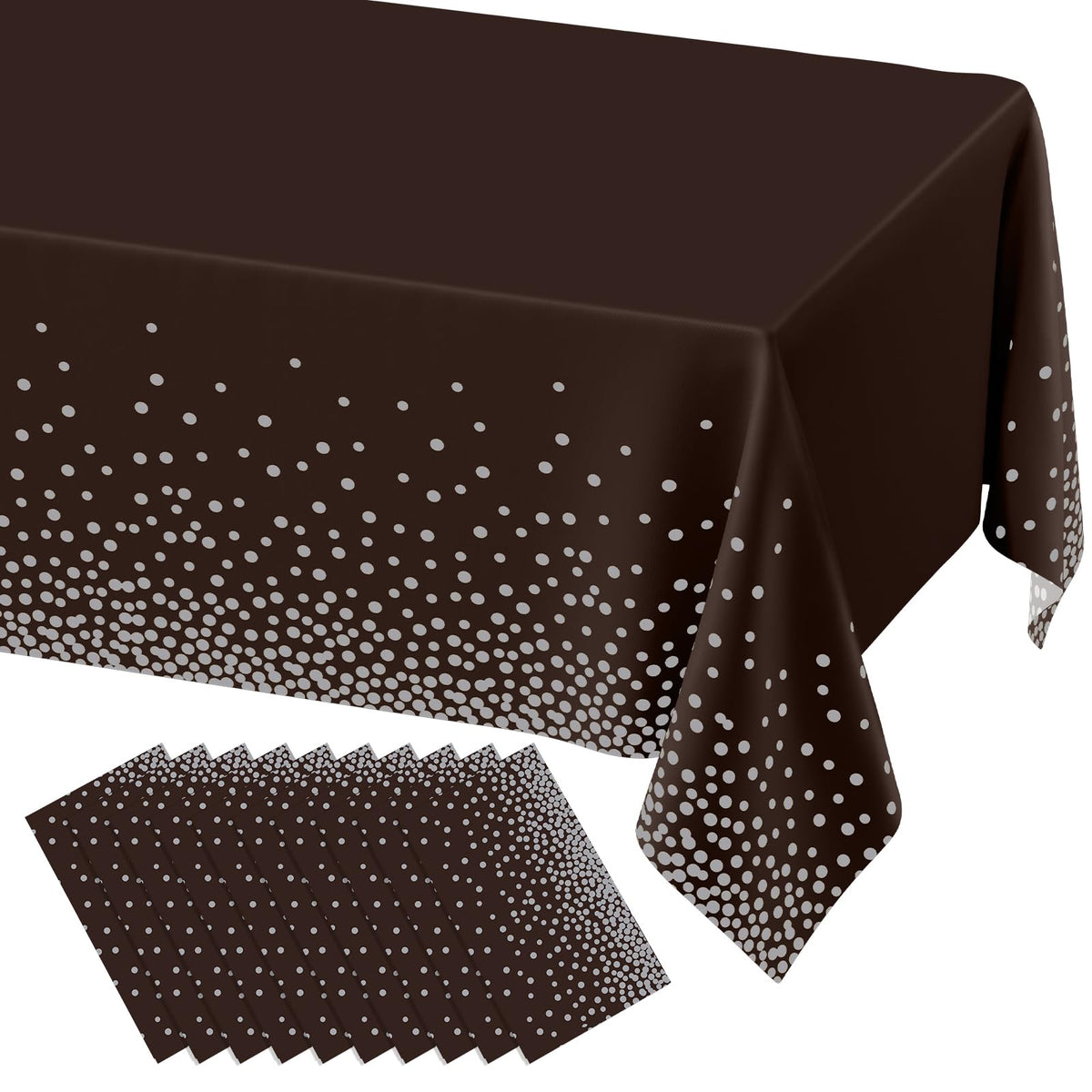 misaya 3 Packs Disposable Plastic Table Cloth, Gold Dots in White
