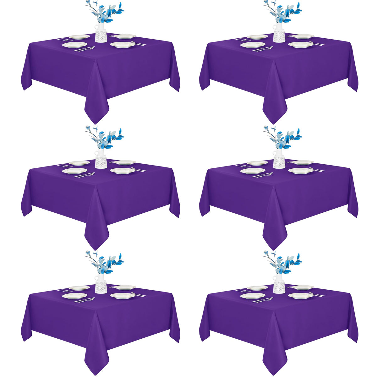 Fitable 6 Pack White Table Cloths 70x120 Inch for 6-8 Ft Rectangle Tables