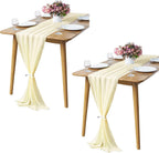 Pufogu 5 Pack 10Ft Light Yellow Chiffon Table Runner Sheer 29x120 Inch