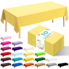 10 Pack Gold Round Tablecloth 84 Inch Round Plastic Table Cloth Disposable Waterproof Table Cover for Wedding Birthday Bridal Shower Party Decorations
