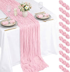10 Pack Light Pink Cheesecloth Table Runner 22X120 Inch Gauze Table Runner
