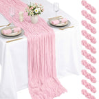10 Pack Light Pink Cheesecloth Table Runner 22X120 Inch Gauze Table Runner