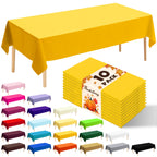 10 Pack Gold Round Tablecloth 84 Inch Round Plastic Table Cloth Disposable Waterproof Table Cover for Wedding Birthday Bridal Shower Party Decorations