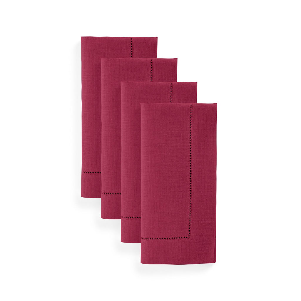 Solino Home 100% Pure Linen Placemats Green Hemstitch, 14 x 19 in, Set of 4