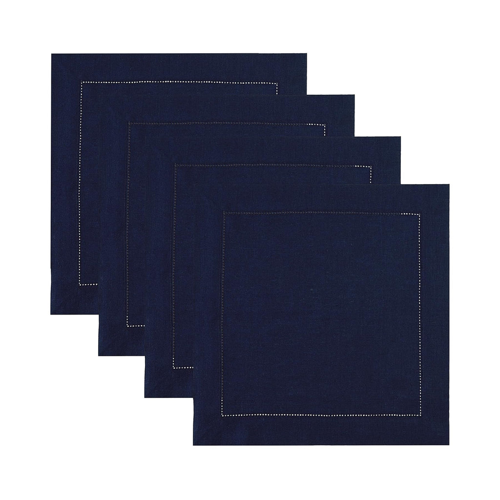 Solino Home 100% Pure Linen Placemats Green Hemstitch, 14 x 19 in, Set of 4