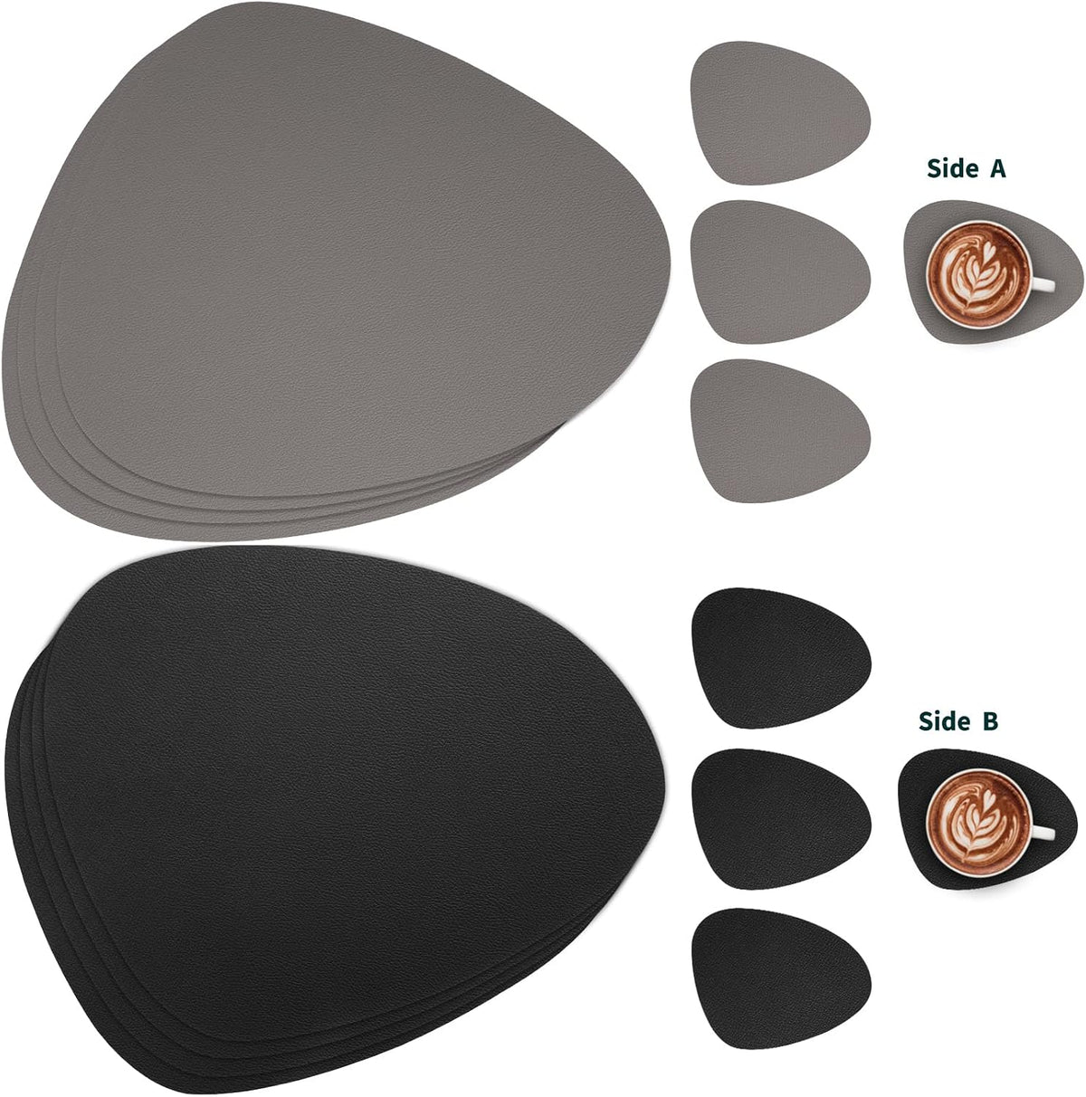 Myir JUN Placemats Set of 4 Faux Leather Placemats with Coasters
