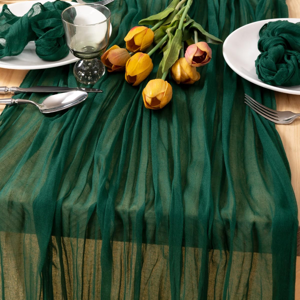 Ivory Cheesecloth Table Runner Farmhouse Fall Table Runner 10ft, 12 Pack
