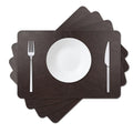 Cowhide Pattern Faux Leather Placemats Set of 6,Heat Resistant Non-Slip Waterproof Wipeable Washable Kitchen Dining PU Table Place Mats,Double-Sides Available,Black Brown