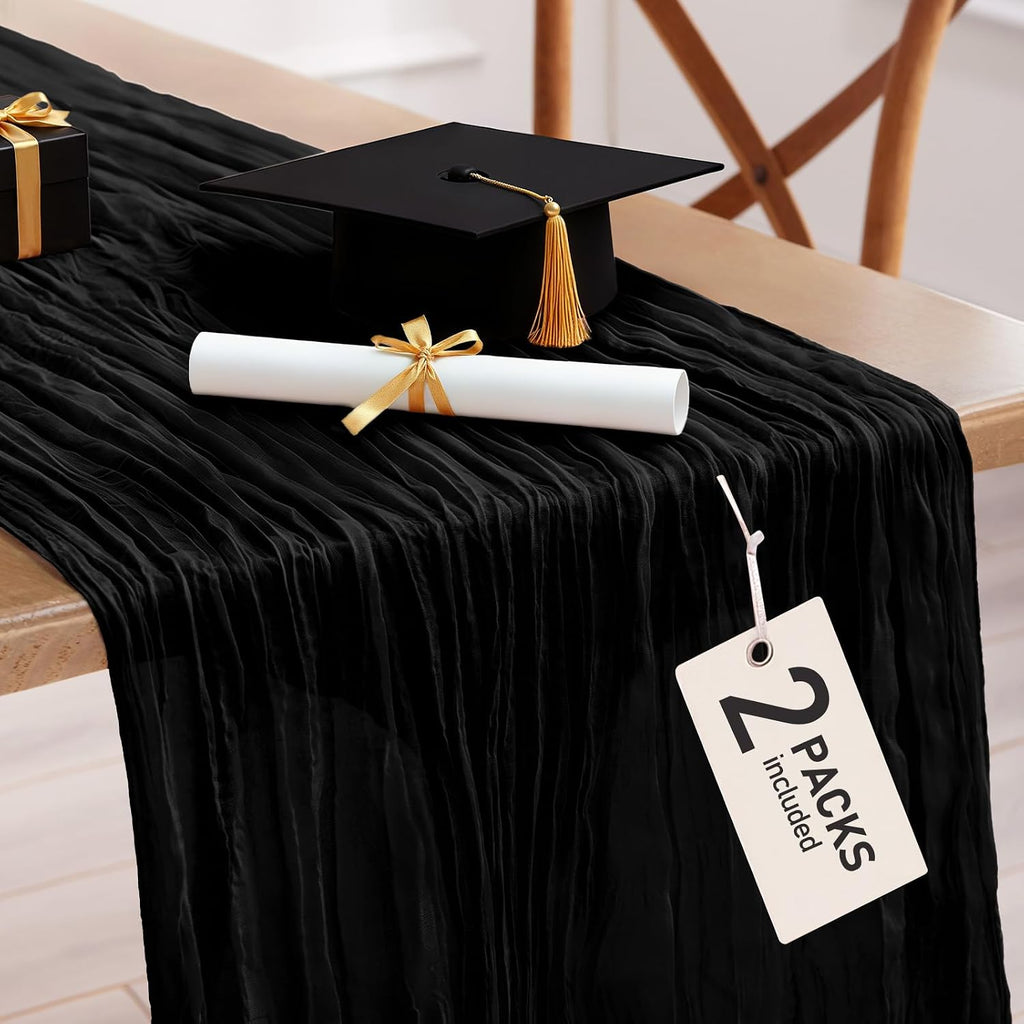 Pureegg 2 Pack Cheesecloth Table Runner 120 Inch Black