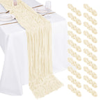 10 Pack Light Yellow Cheesecloth Table Runner 17x108 Inch Semi Sheer Boho Gauze Cheese Cloth Table Runners, for Wedding Bridal Shower Birthday Party Home Decor Garden Farmhouse