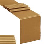 10-Pack Satin Table Runner Light Gold 12 x 108 inches Long, Table Runners for Wedding, Birthday Parties, Banquets Decorations（10 Pack, 12x108 Inch, Light Gold）