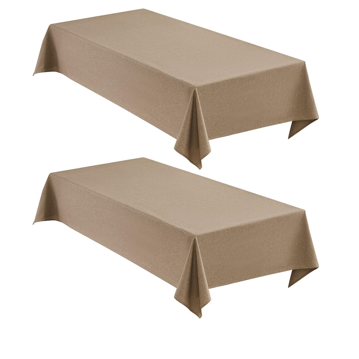 Faux Linen Tablecloths for Rectangle Tables, Burlap Textured Table Cloths Washable Farmhouse Table Cover Water Resistant for Dining, Wedding, Outdoor(Khaki, 52"×70")