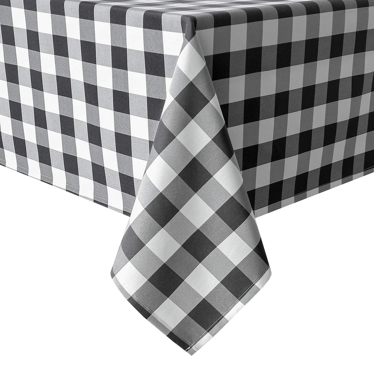 Hiasan Buffalo Plaid Tablecloth, 2 Pack, 60 x 84 inch, Black and White