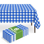 6 Pack Disposable Blue Gingham Plastic Tablecloth, 54 x 108 Inch