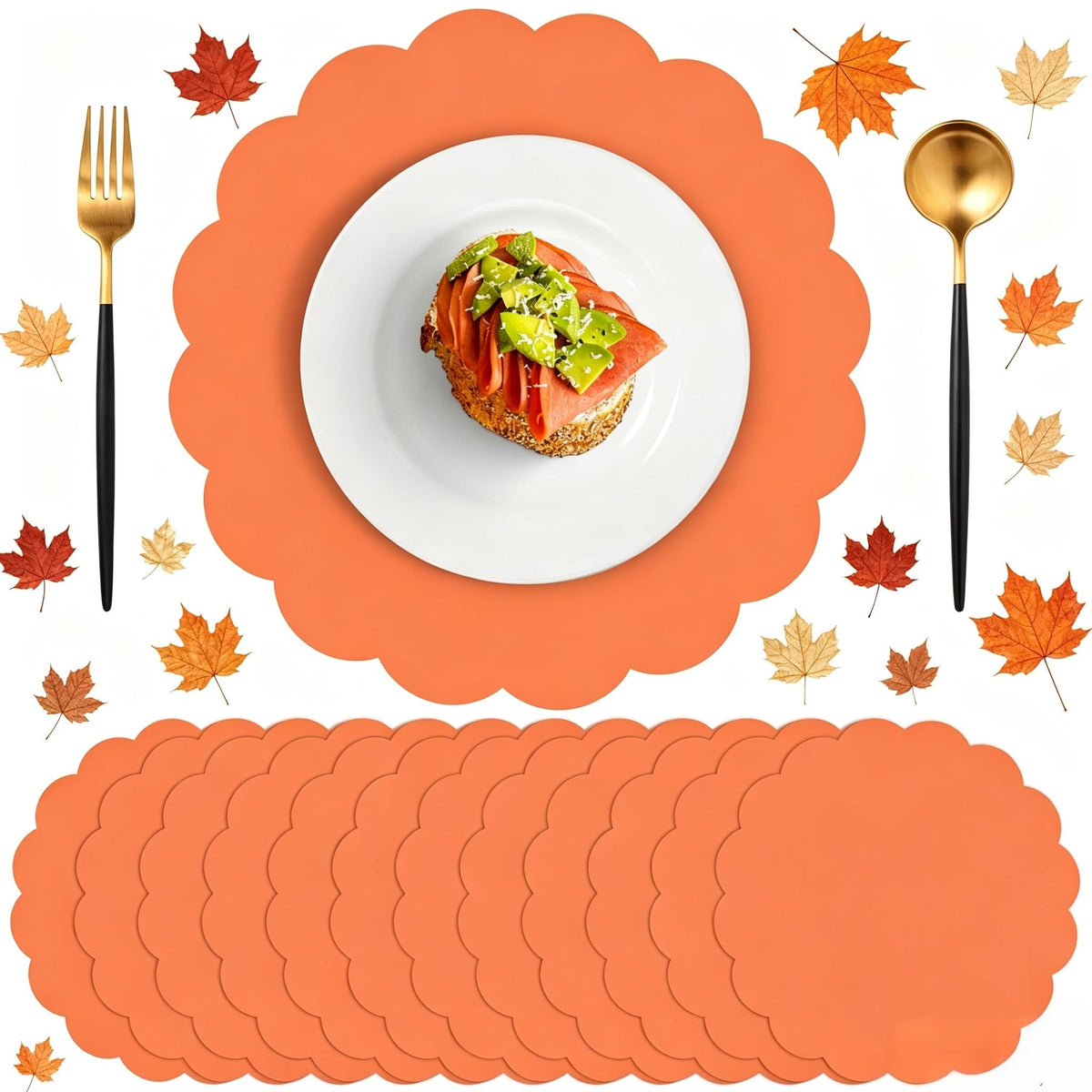 60 Pack Blue and White Paper Placemat, Disposable Blue Edge Table Mats
